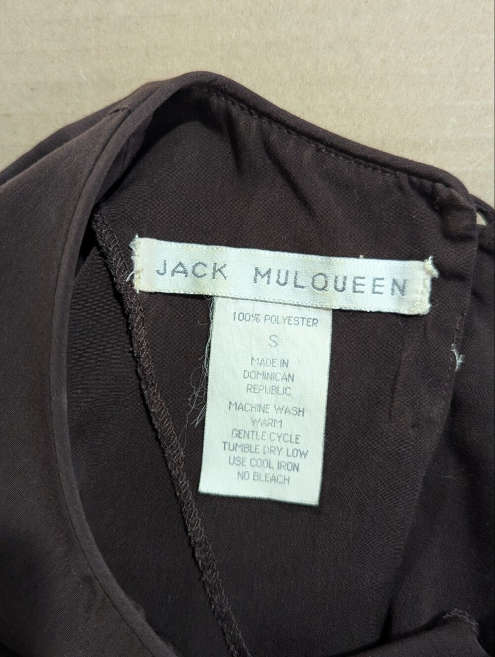 Jack MulQueen Chocolate Brown Short Sleeve Round Neck Blouse Top Sz Sm *Note - Picture 3 of 7